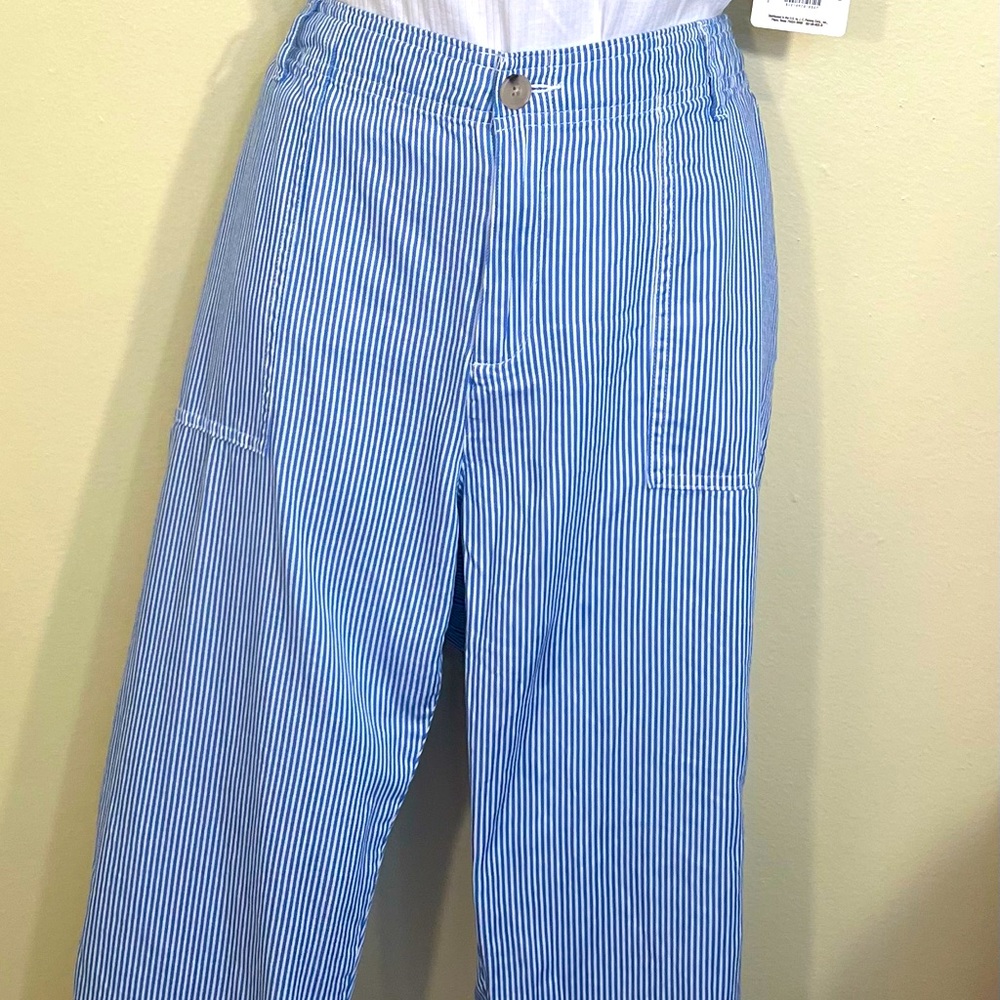 NWOT JCPenney Liz Claiborne Cargo pants size 16 blue n white.